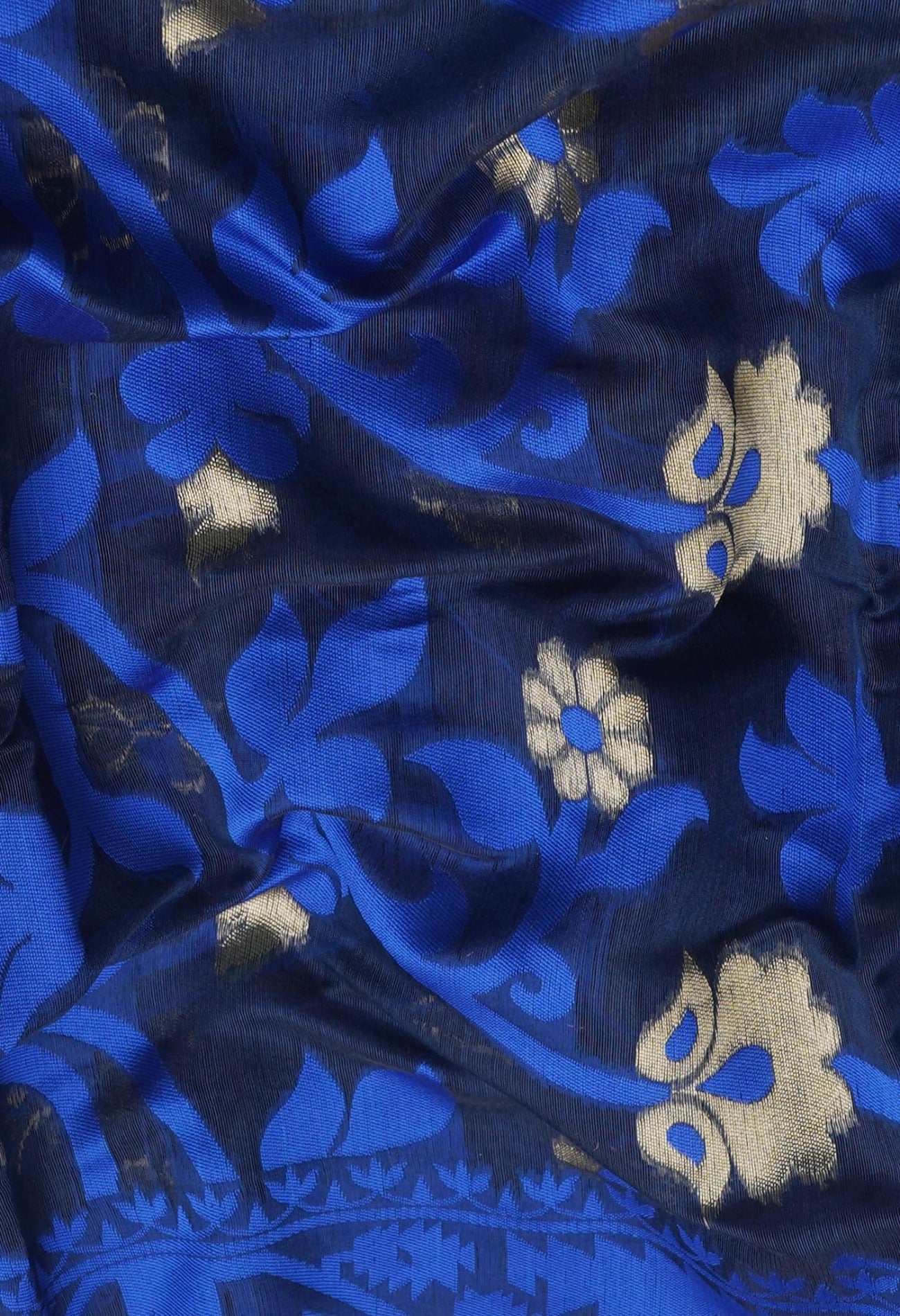 Black Pure Handloom Dhaka Jamdhani Bengal Cotton Silk Saree