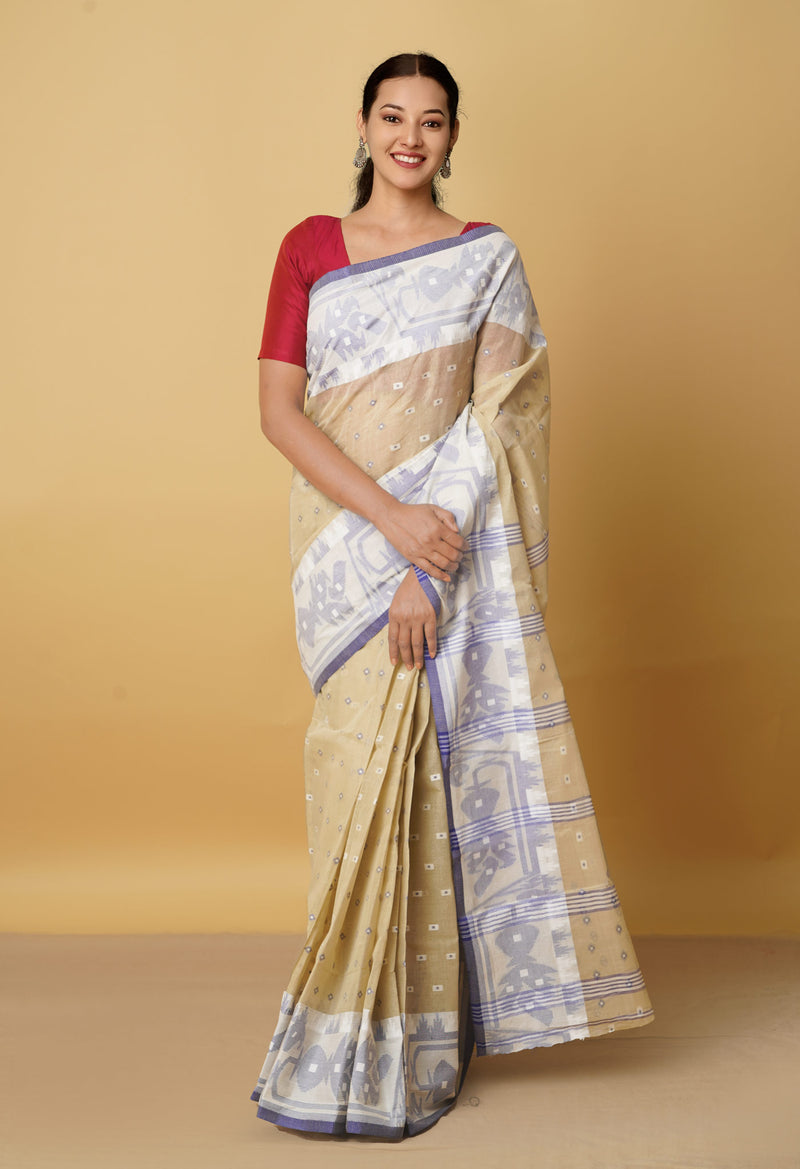 Brown Pure Handloom Bengal Tant Cotton Saree-UNM58060