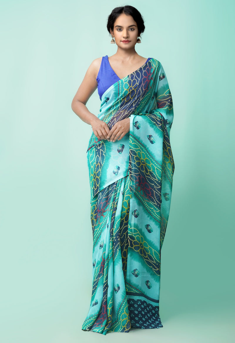 Multi  Printed Georgette Saree-UNM58387