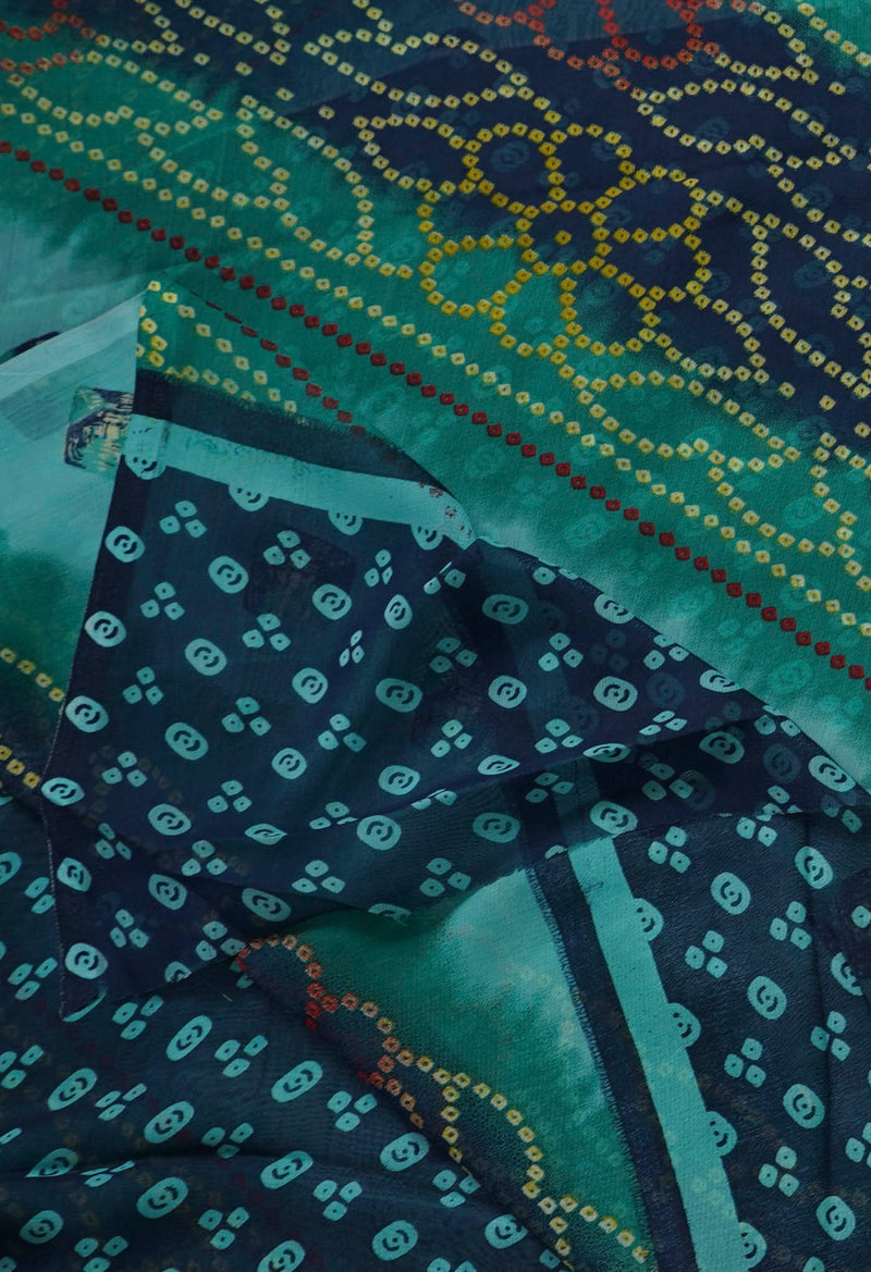 Online Shopping for Multi  Printed Georgette Saree with Fancy/Ethnic Prints from Punjab at Unnatisilks.comIndia
