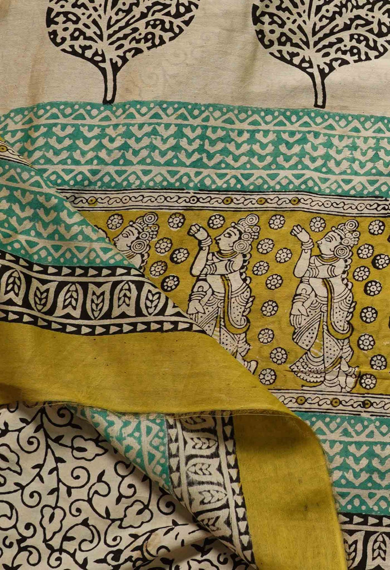 Online Shopping for Green Pure Preet Bagru Chanderi Sico Saree with Bagru from Madhya Pradesh at Unnatisilks.comIndia
