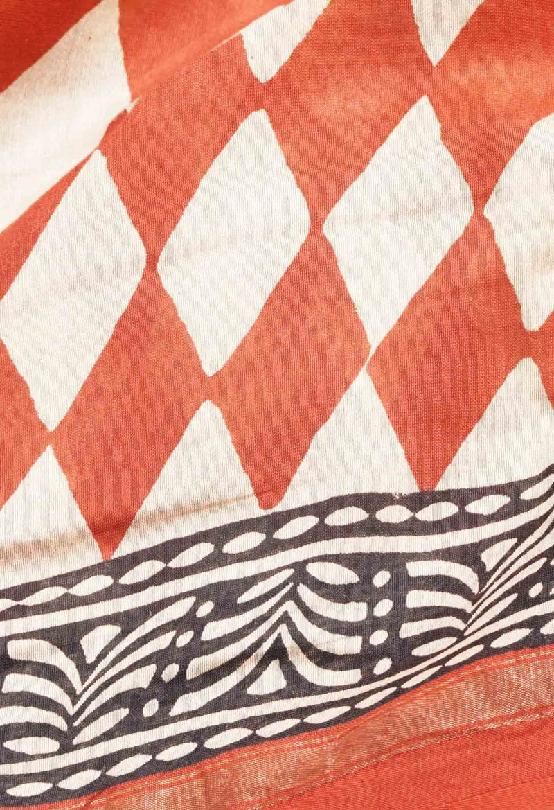 Red Pure Preet Bagru Chanderi Sico Saree-UNM58886