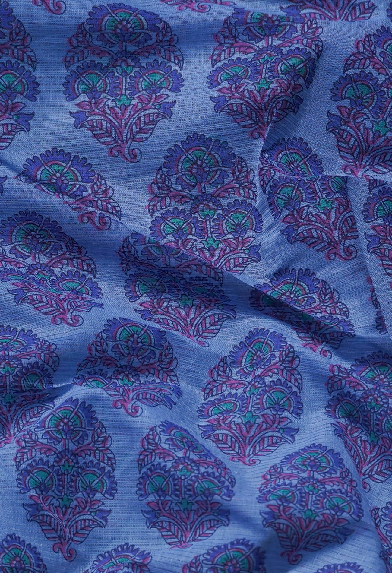 Online Shopping for Blue Pure Hand Block Printed Mangalagiri Cotton Saree with Hand Block Prints from Andhra Pradesh at Unnatisilks.comIndia
