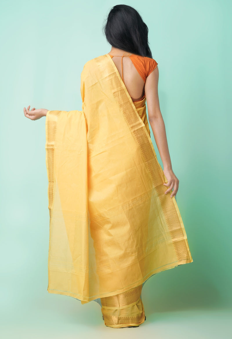 Online Shopping for Orange Pure Handloom Mangalagiri Cotton Saree with Weaving from Andhra Pradesh at Unnatisilks.comIndia
