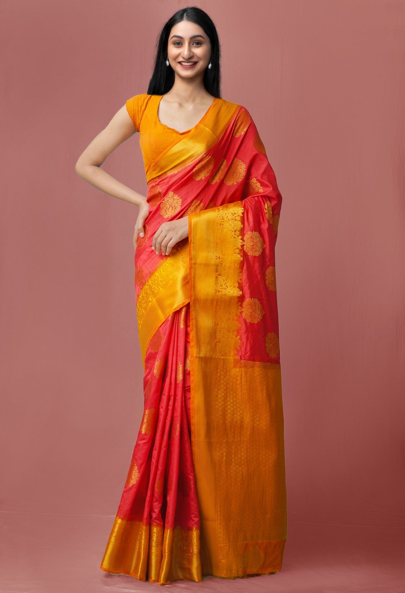 Red  Dyed Kanjivaram Silk Saree