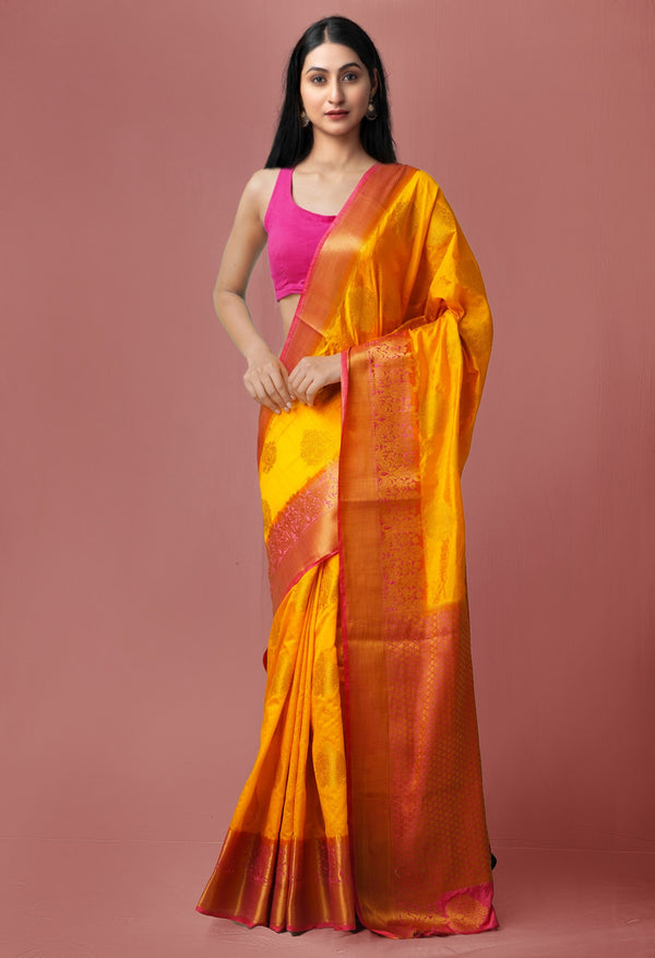 Yellow  Dyed Kanjivaram Silk Saree