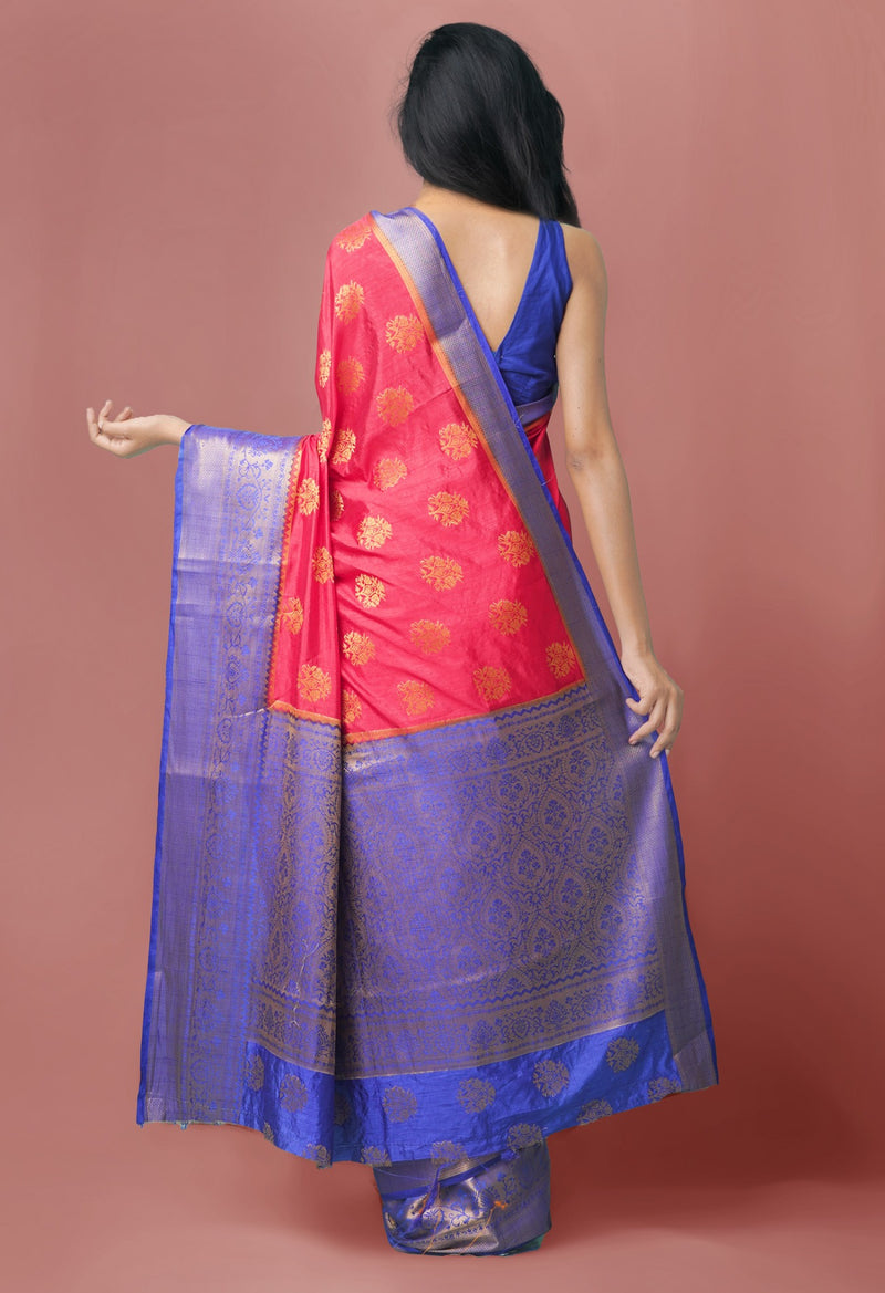 Online Shopping for Red  Dyed Kanjivaram Silk Saree with Weaving from Tamilnadu at Unnatisilks.comIndia