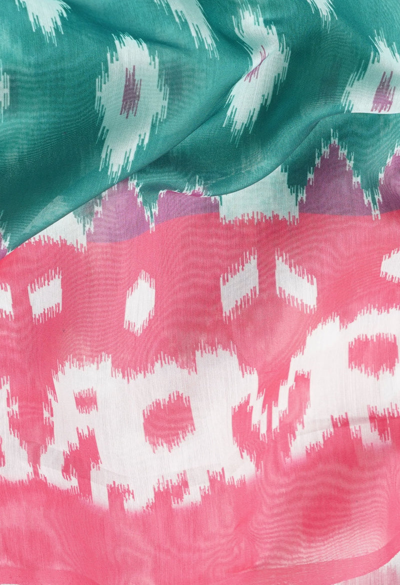 Green  Digital Printed Chanderi Sico Saree