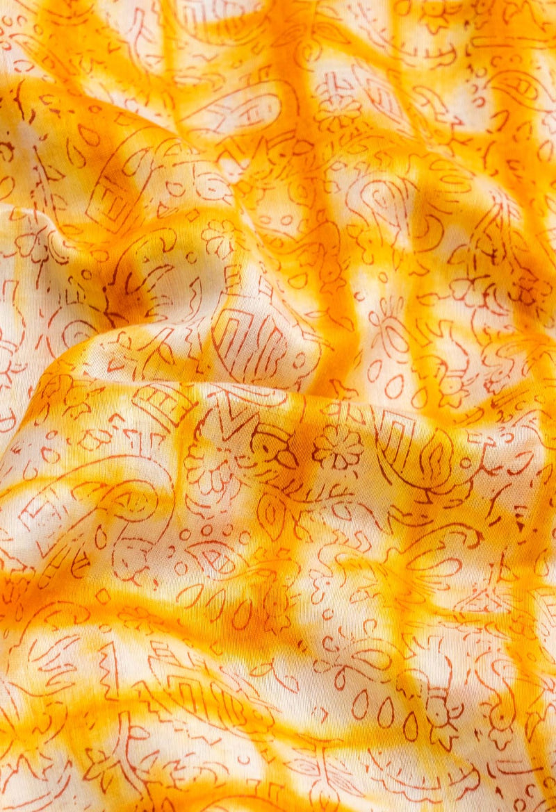 Ivory Pure Shibori Chanderi Sico Saree