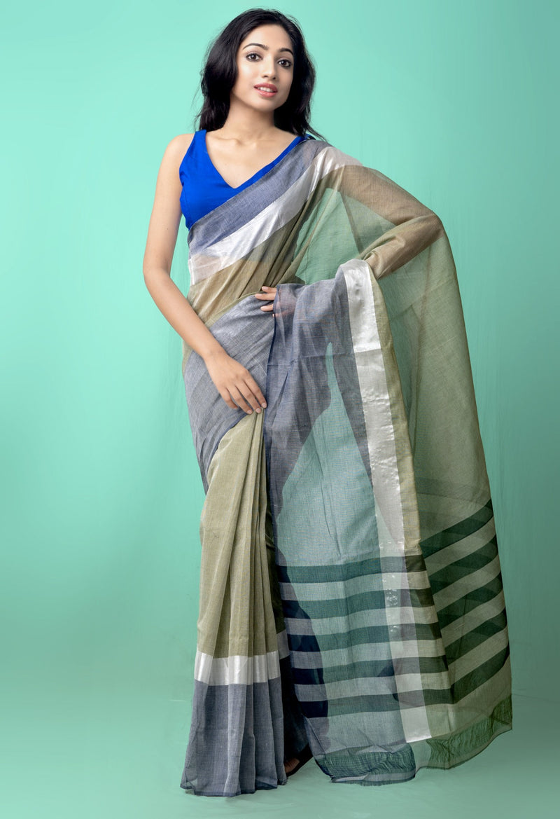 Green Pure Uppada Cotton Saree-UNM59325 STAIN MARKS
