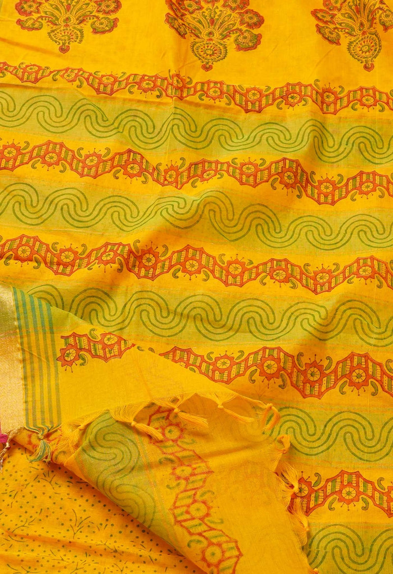 Online Shopping for Orange Pure Vrinda Mangalagiri Cotton Saree with Hand Block Prints from Madhya Pradesh at Unnatisilks.comIndia
