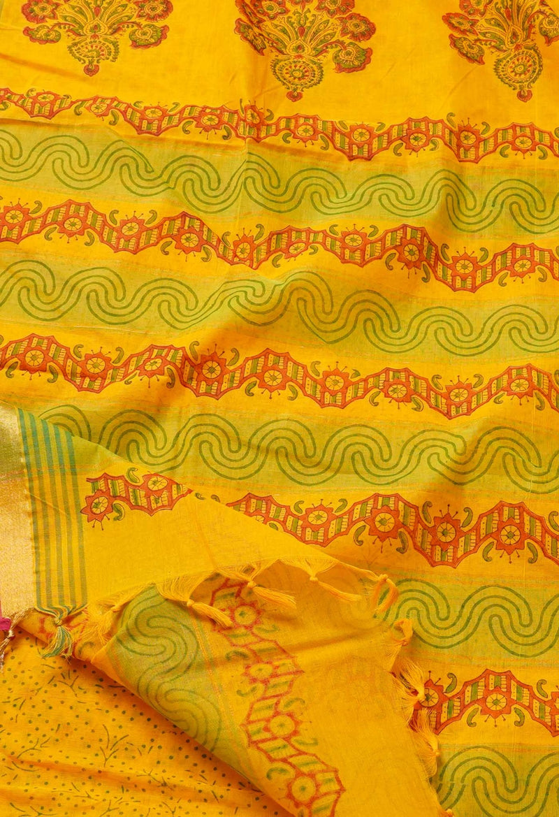Online Shopping for Orange Pure Vrinda Mangalagiri Cotton Saree with Hand Block Prints from Madhya Pradesh at Unnatisilks.comIndia
