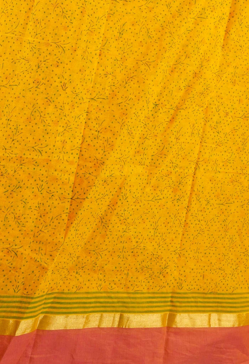 Online Shopping for Orange Pure Vrinda Mangalagiri Cotton Saree with Hand Block Prints from Madhya Pradesh at Unnatisilks.comIndia
