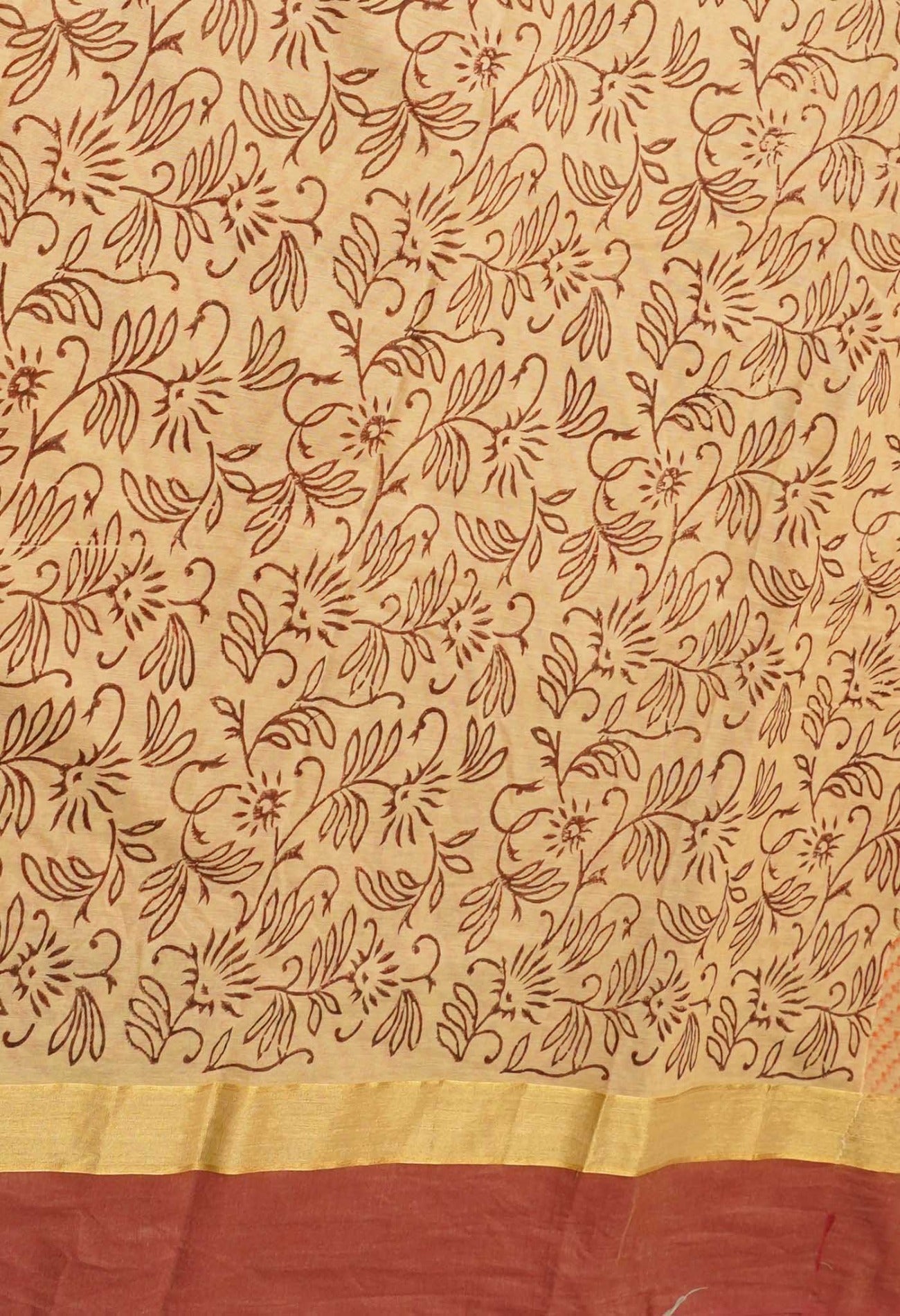 Online Shopping for Brown Pure Vrinda Mangalagiri Cotton Saree with Hand Block Prints from Madhya Pradesh at Unnatisilks.comIndia
