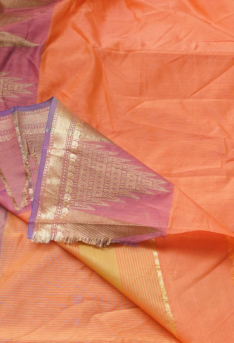 Online Shopping for Orange  Bangalore Sico Saree with Hand Block Prints from Madhya Pradesh at Unnatisilks.comIndia
