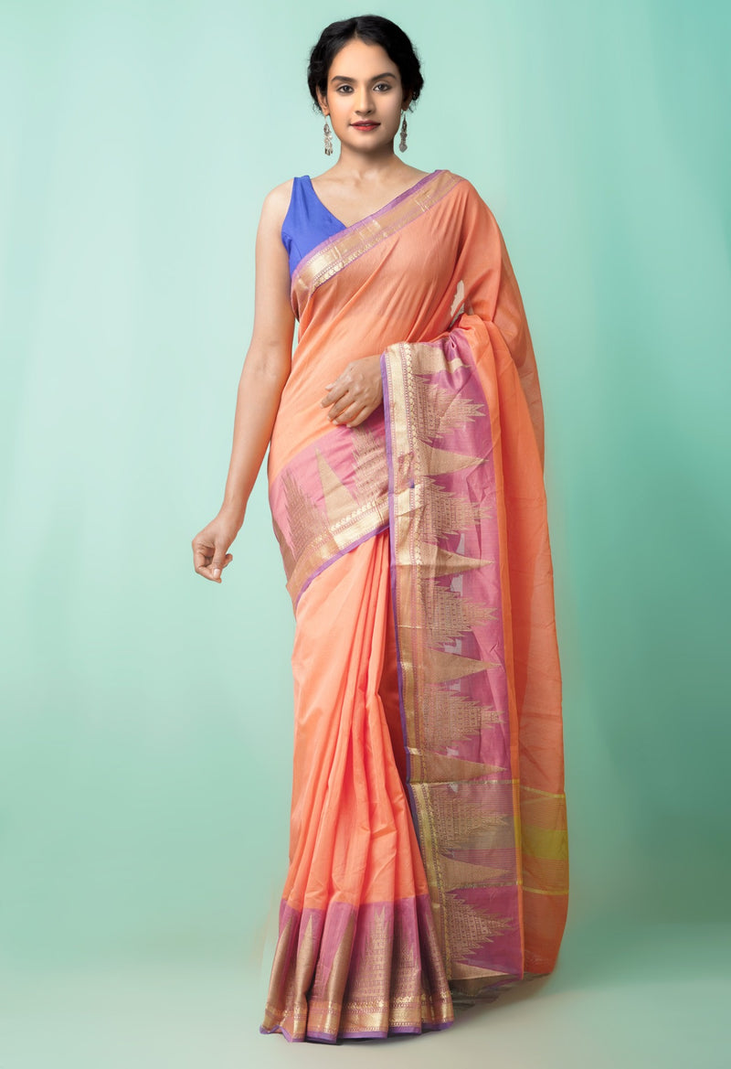 Orange  Bangalore Sico Saree-UNM59366