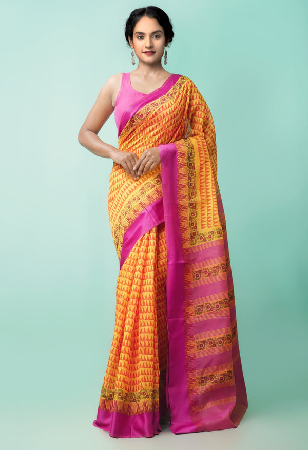 Yellow  Vrinda Chanderi Sico Saree