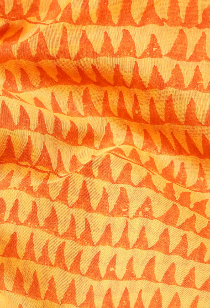 Online Shopping for Yellow  Vrinda Chanderi Sico Saree with Hand Block Prints from Madhya Pradesh at Unnatisilks.comIndia
