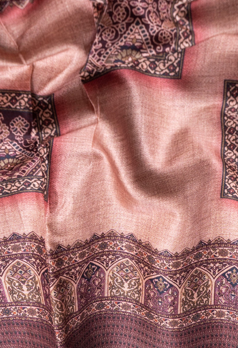 Pink  Digital Printed Crepe Silk Saree