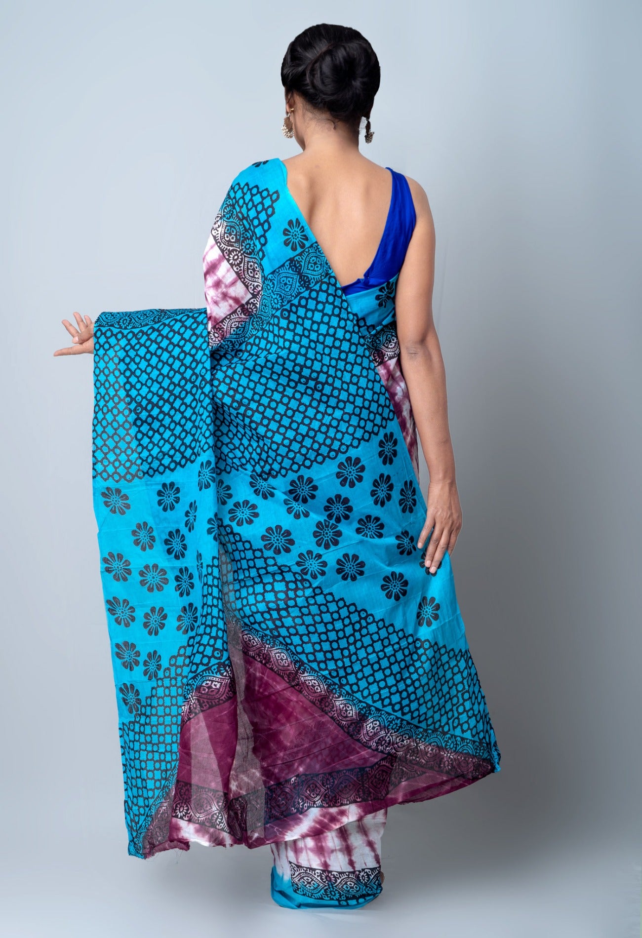 Online Shopping for Multi  Shibori Cotton Saree with Weaving from Tamil Nadu at Unnatisilks.comIndia
