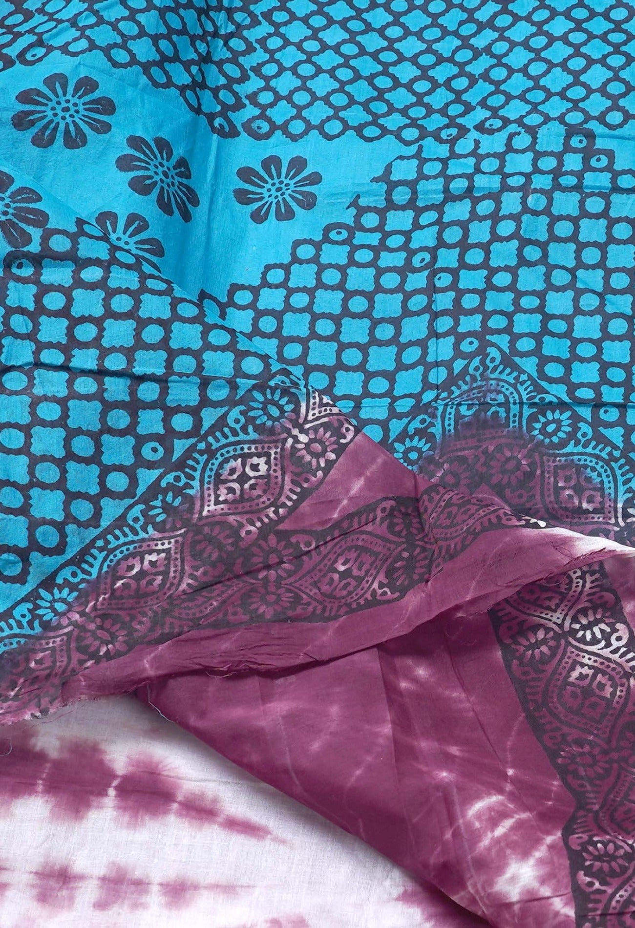 Online Shopping for Multi  Shibori Cotton Saree with Weaving from Tamil Nadu at Unnatisilks.comIndia
