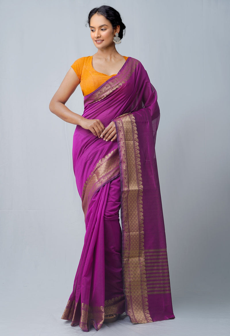 Online Shopping for Purple  Bangalore Silk Saree with Weaving from Karnataka at Unnatisilks.comIndia
