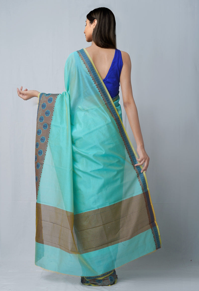 Online Shopping for Turquoise Blue  Bangalore Silk Saree with Weaving from Karnataka at Unnatisilks.comIndia
