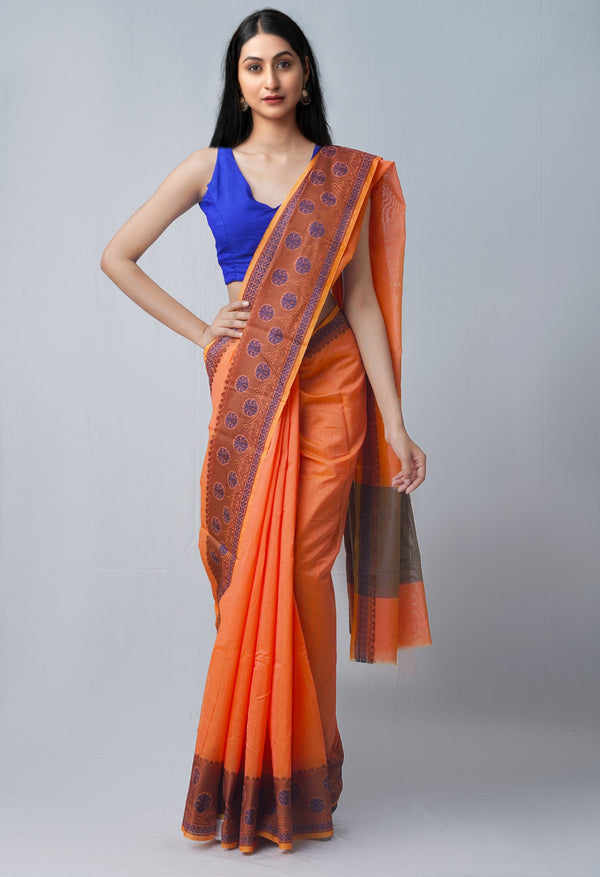 Online Shopping for Orange  Bangalore Sico Saree with Weaving from Karnataka at Unnatisilks.comIndia
