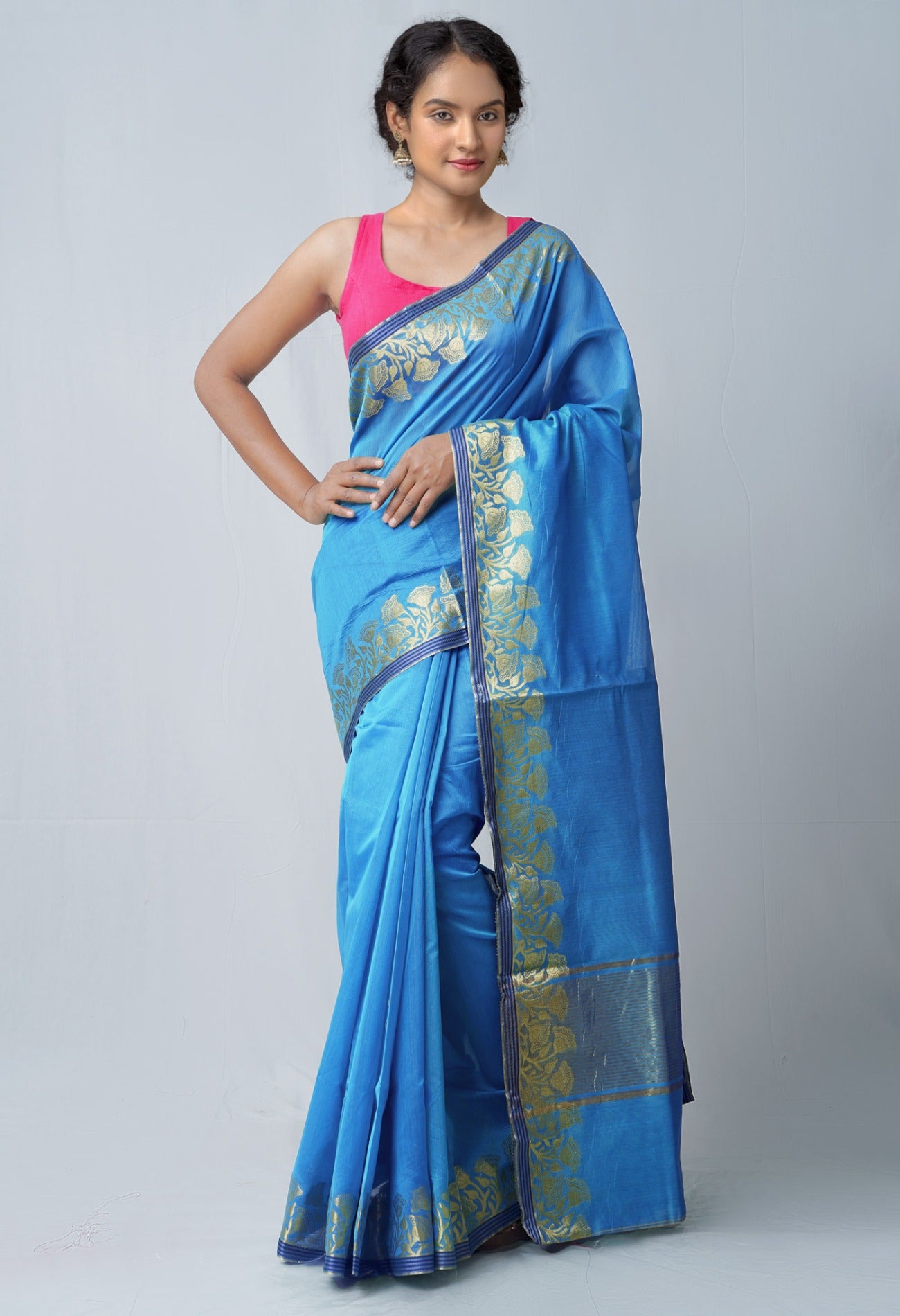 Online Shopping for Blue  Bangalore Sico Saree with Weaving from Karnataka at Unnatisilks.comIndia
