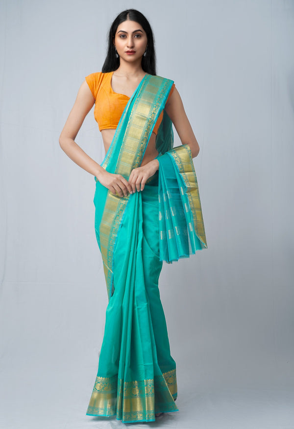 Online Shopping for Green  Bangalore Sico Saree with Weaving from Karnataka at Unnatisilks.comIndia

