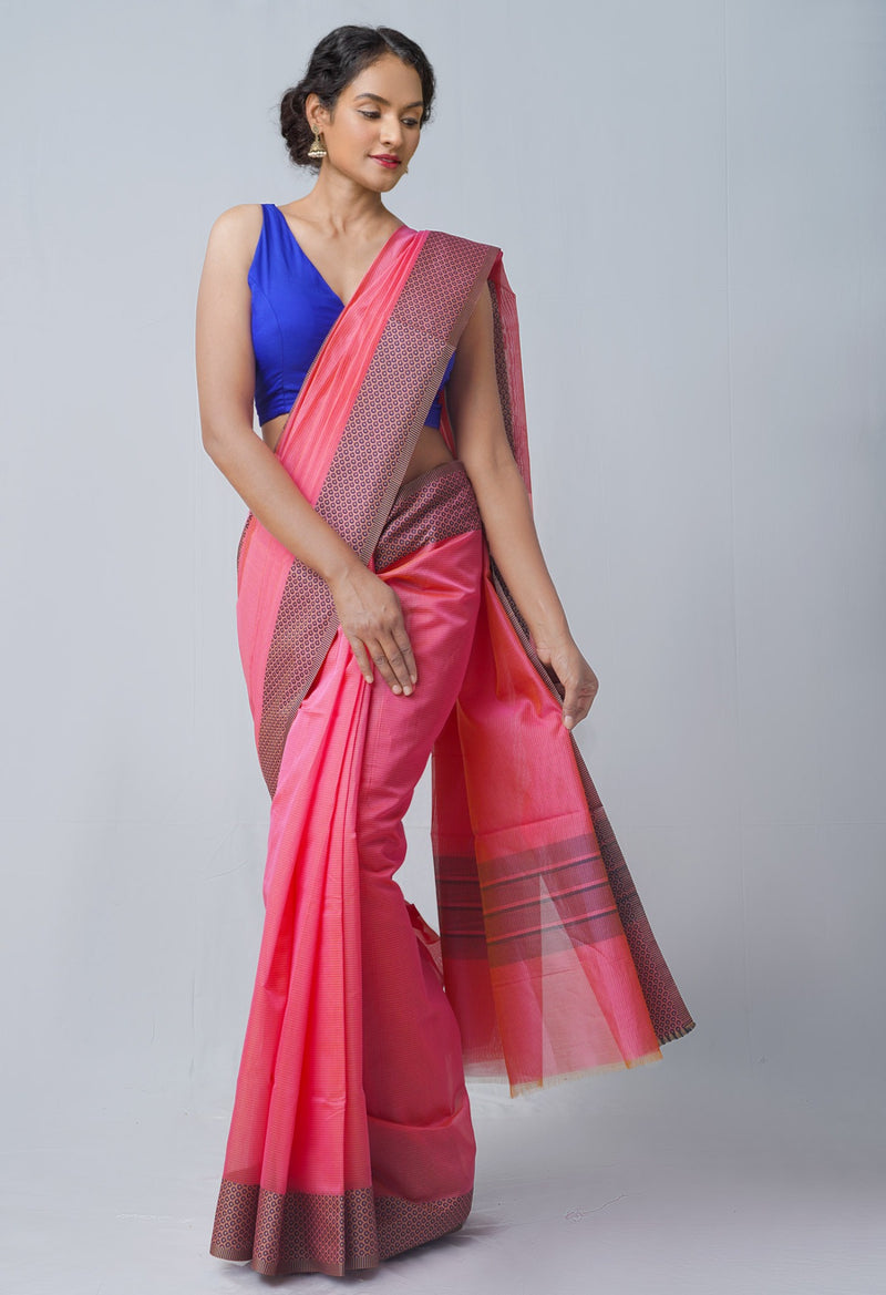 Online Shopping for Pink  Bangalore Sico Saree with Weaving from Karnataka at Unnatisilks.comIndia

