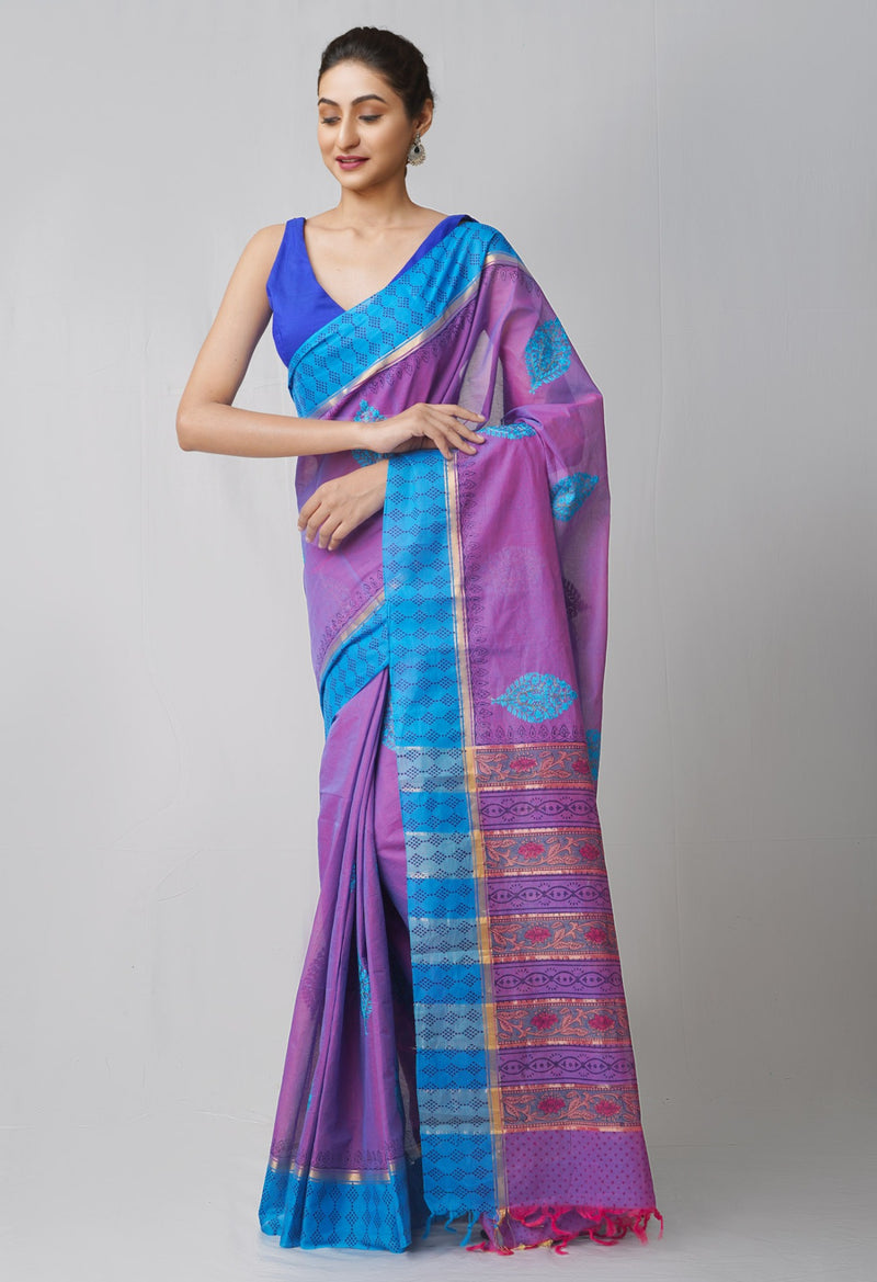 Online Shopping for Purple Pure Embroidered Mangalagiri Cotton Saree with Embroidery from Andhra Pradesh at Unnatisilks.comIndia
