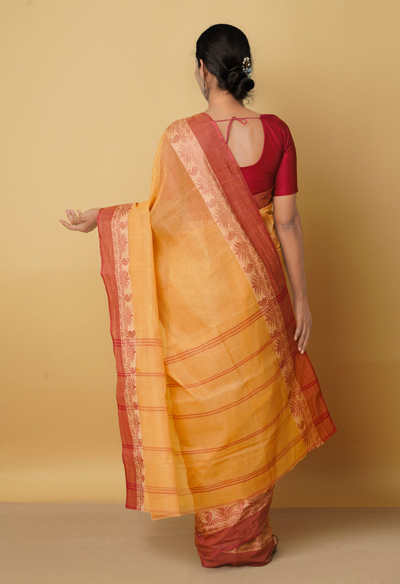 Brown Pure Handloom Bengal Tant Cotton Saree-UNM59694