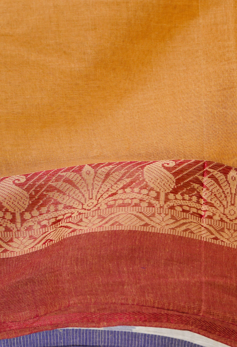 Brown Pure Handloom Bengal Tant Cotton Saree-UNM59694