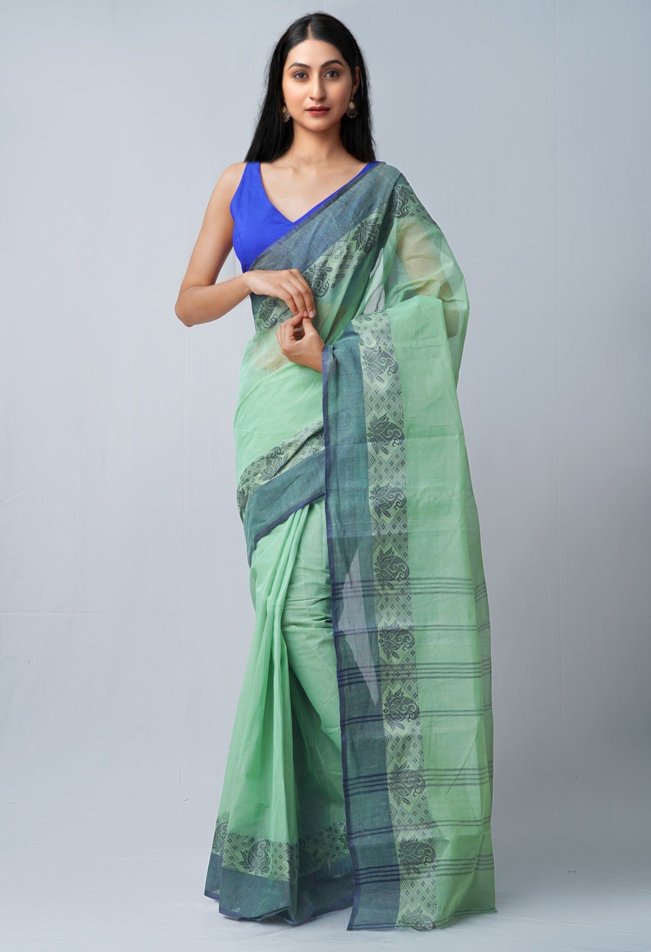 Green Pure Handloom Bengal Tant Cotton Saree