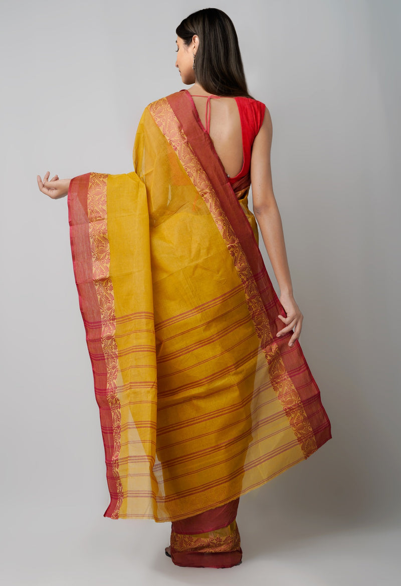 Online Shopping for Brown Pure Handloom Bengal Tant Cotton Saree with Weaving from West Bengal at Unnatisilks.comIndia
