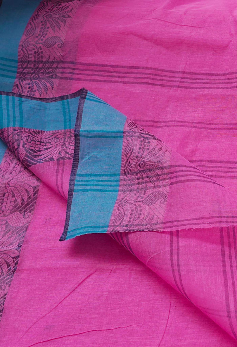 Online Shopping for Pink Pure Handloom Bengal Tant Cotton Saree with Weaving from West Bengal at Unnatisilks.comIndia
