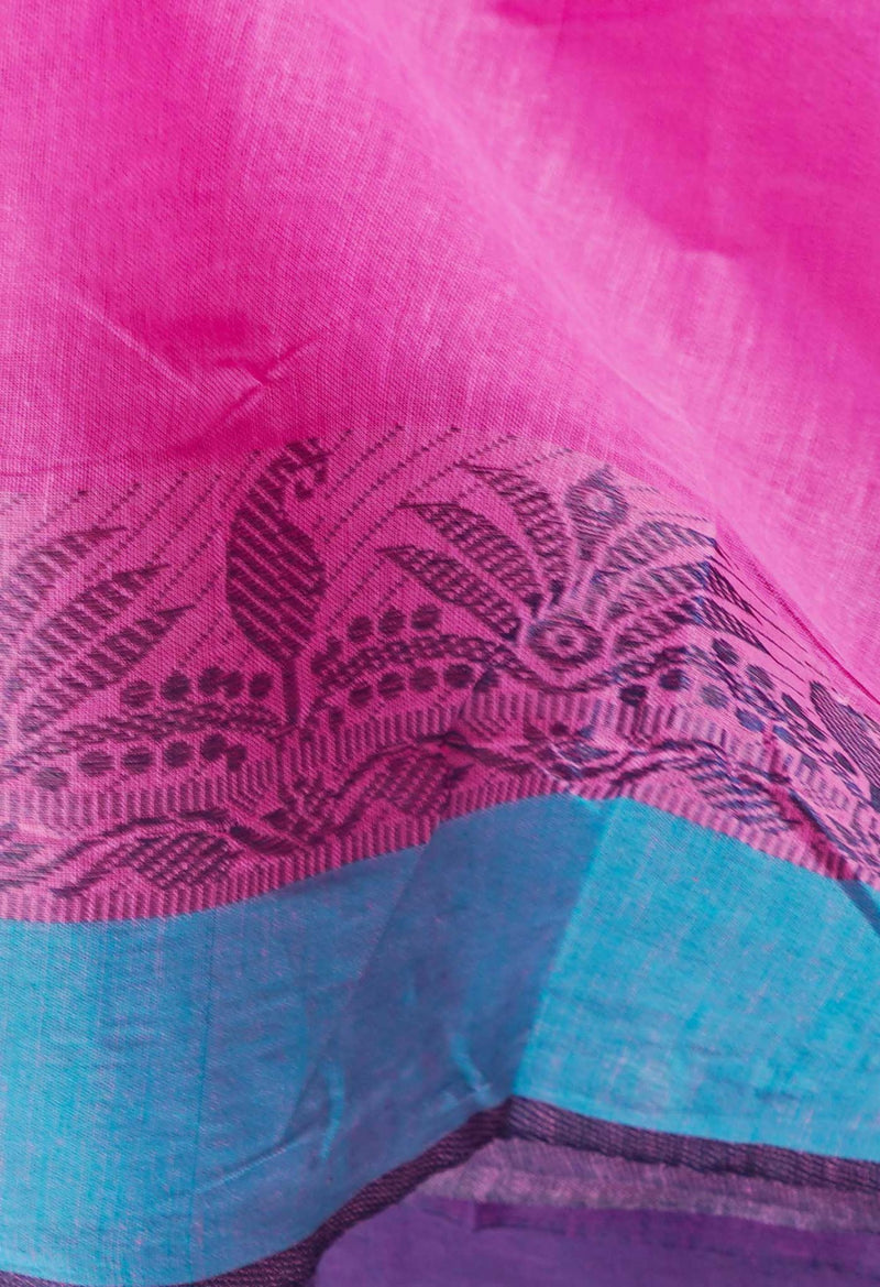 Pink Pure Handloom Bengal Tant Cotton Saree