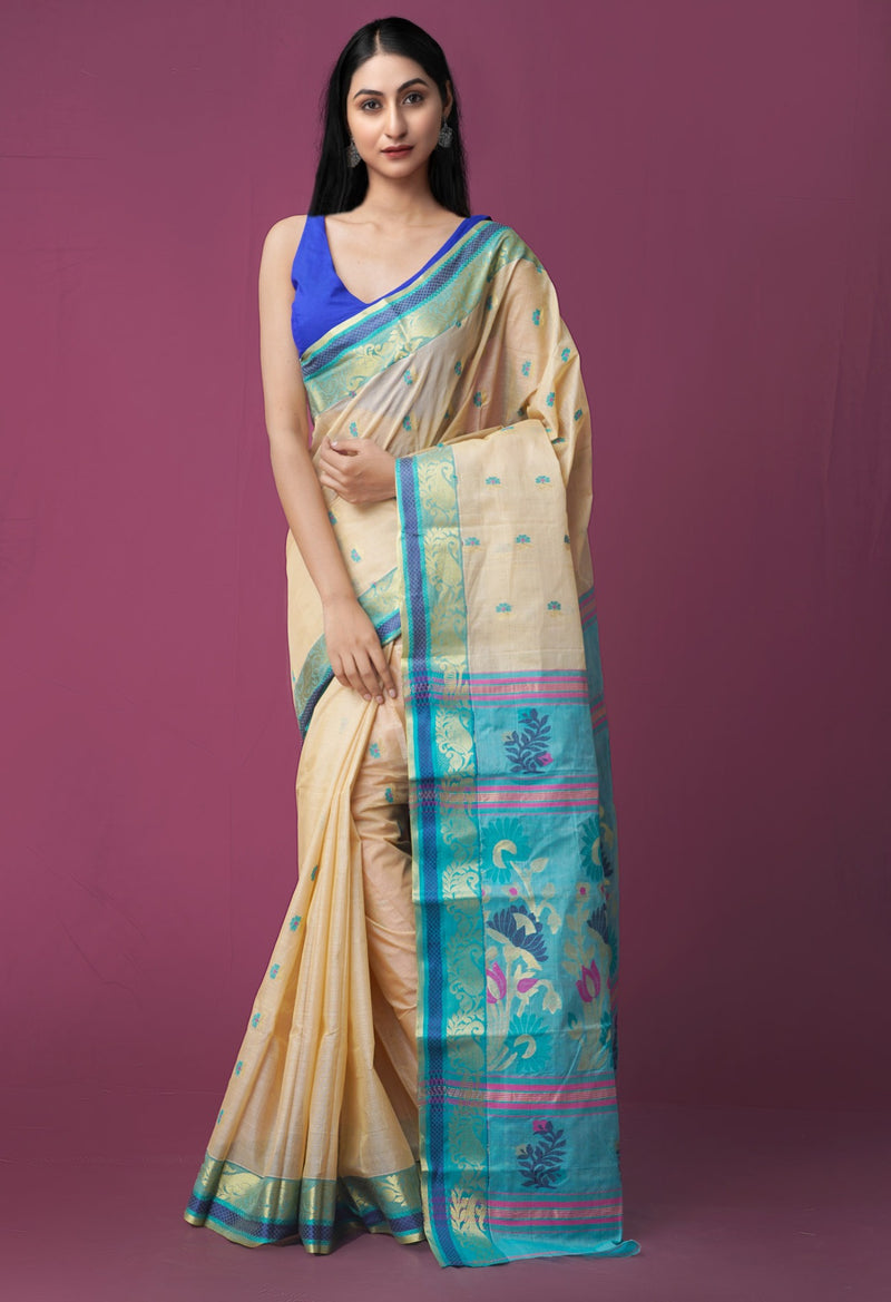 Online Shopping for Brown Pure Handloom Bengal Silk Saree with Dhakai Jamdhani with Jamdhani from West Bengal at Unnatisilks.comIndia

