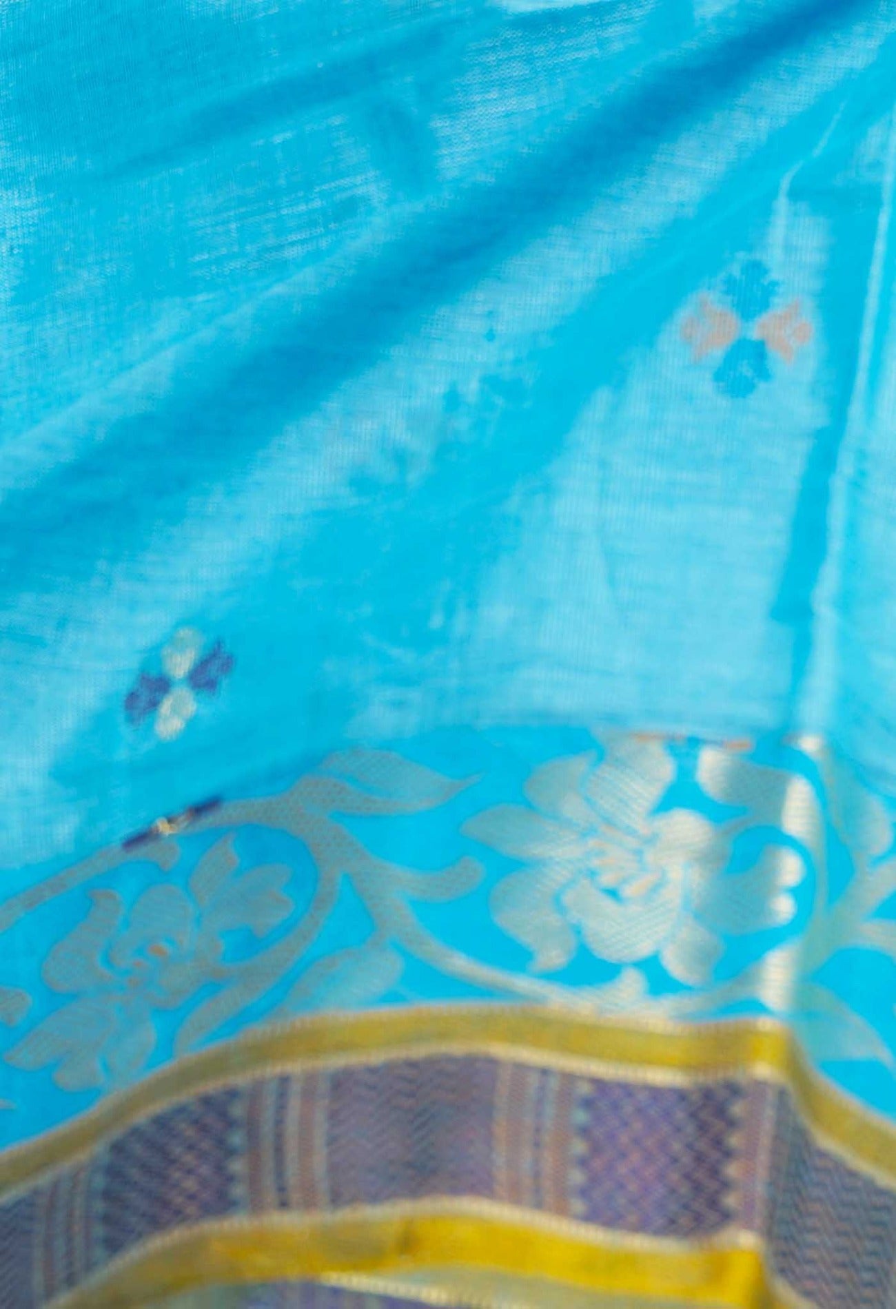 Online Shopping for Blue Pure Handloom Bengal Silk Saree with Dhakai Jamdhani with Jamdhani from West Bengal at Unnatisilks.comIndia
