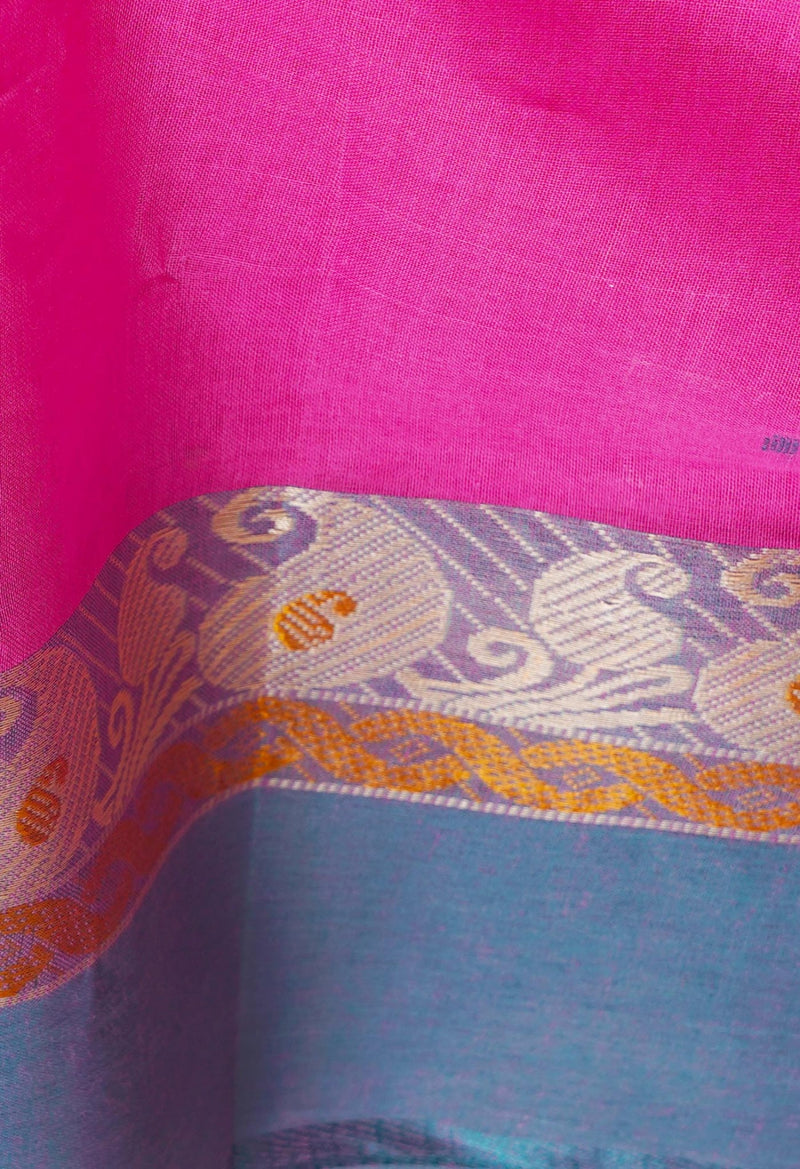 Pink Pure Handloom Bengal Tant Cotton Saree