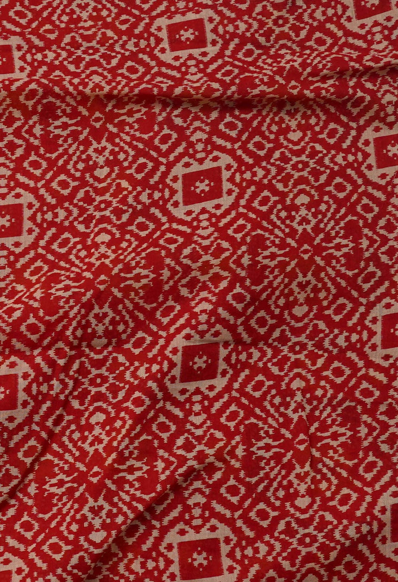 Online Shopping for Red Pure Patola Printed Mulmul Cotton Saree with Hand Block Prints from Rajasthan at Unnatisilks.comIndia
