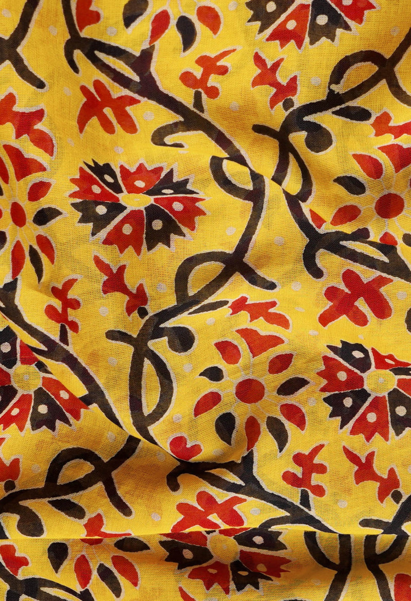 Online Shopping for Yellow Pure Patola Printed Mulmul Cotton Saree with Hand Block Prints from Rajasthan at Unnatisilks.comIndia
