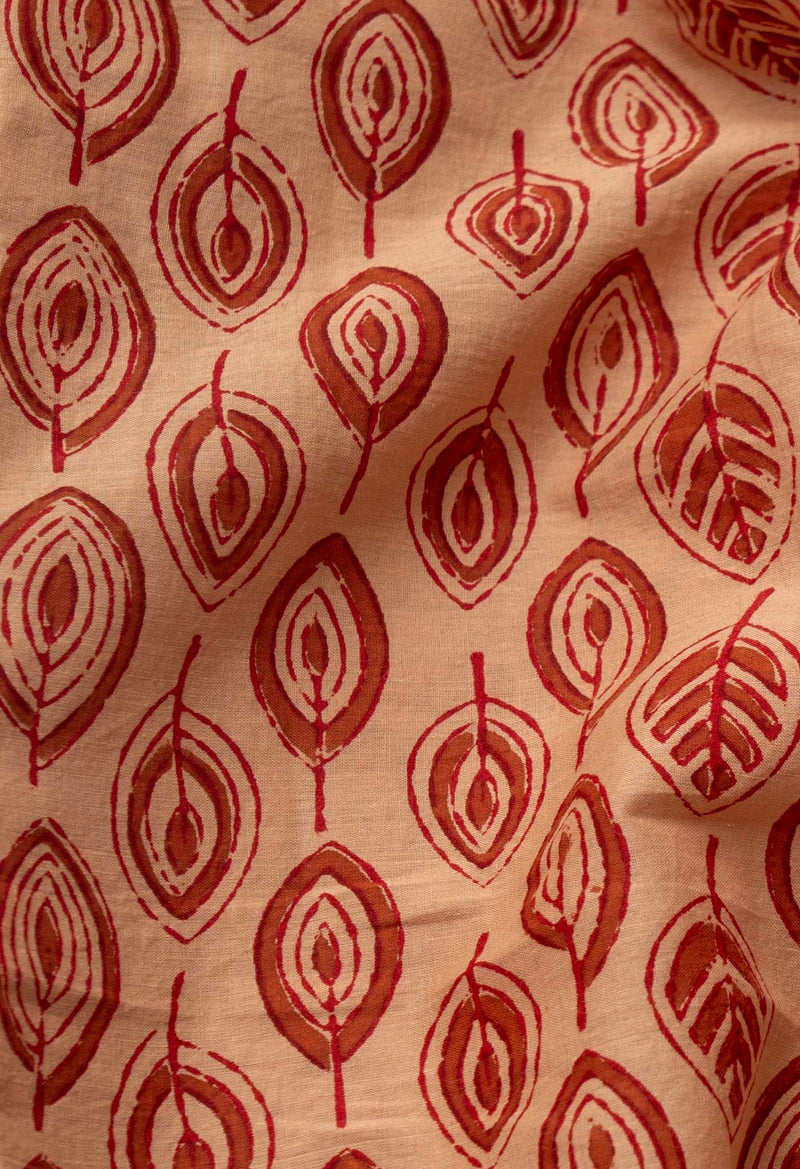 Brown Pure Block Printed Mulmul Cotton Saree