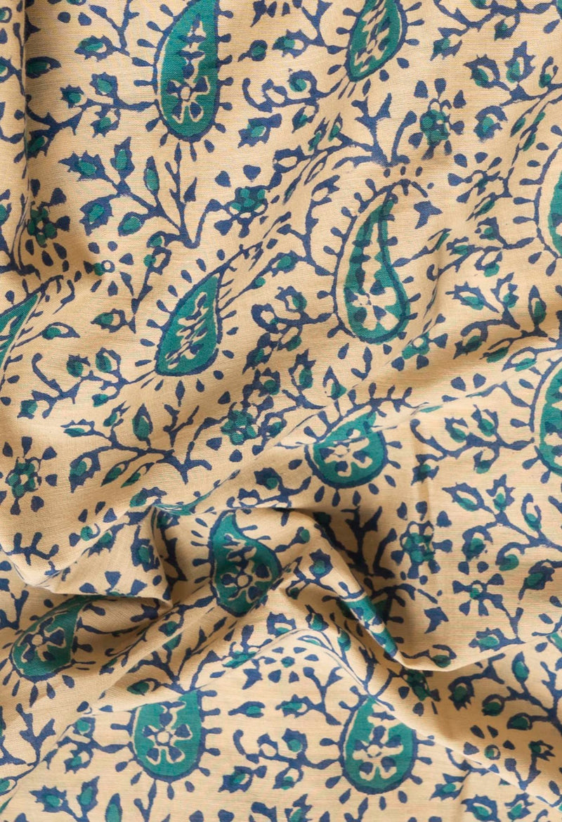 Brown Pure Block Printed Mulmul Cotton Saree