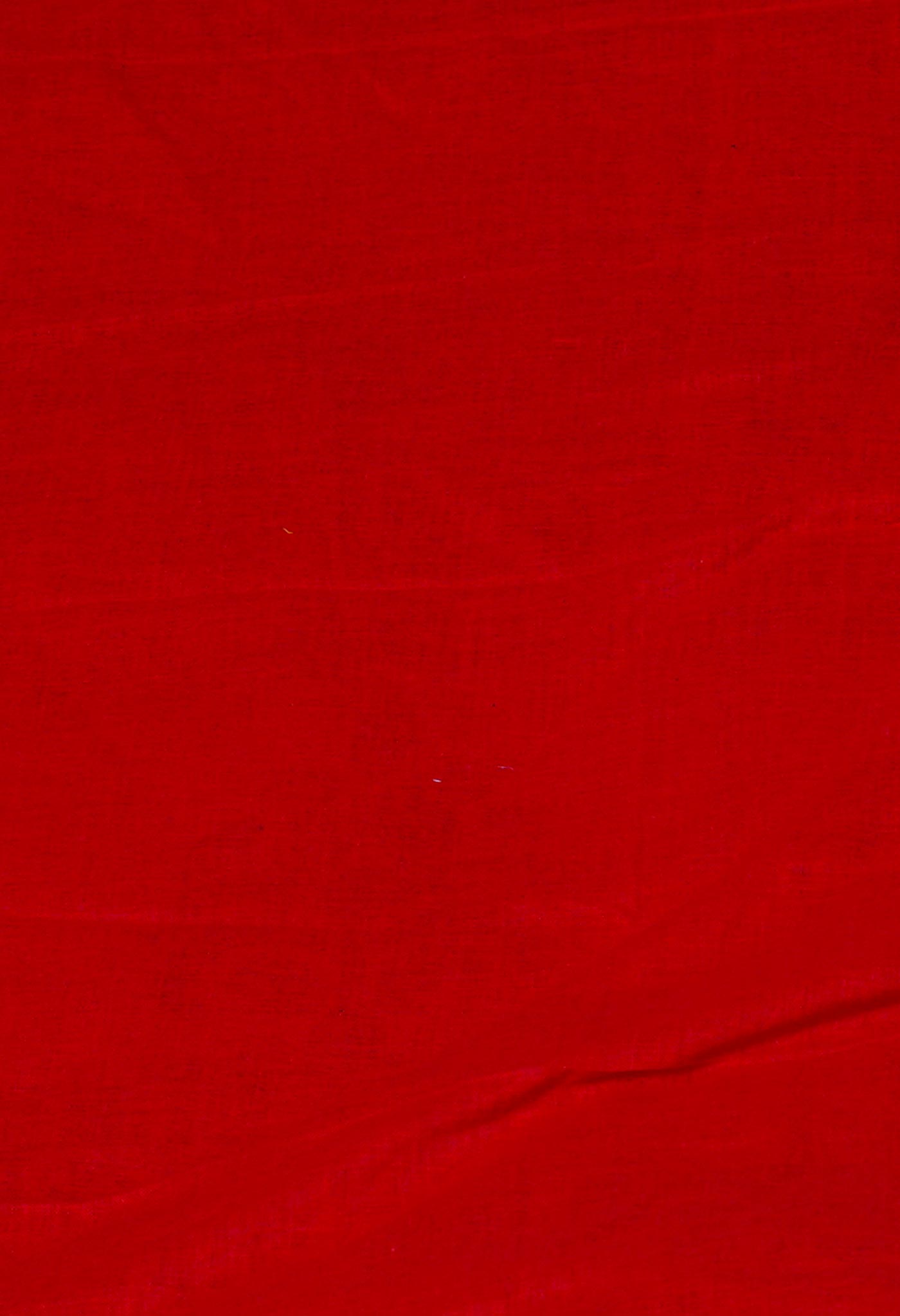 Red Pure Block Printed Mulmul Cotton Saree-UNM59791