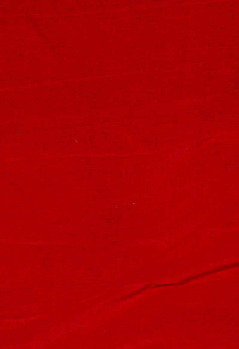 Red Pure Block Printed Mulmul Cotton Saree-UNM59791