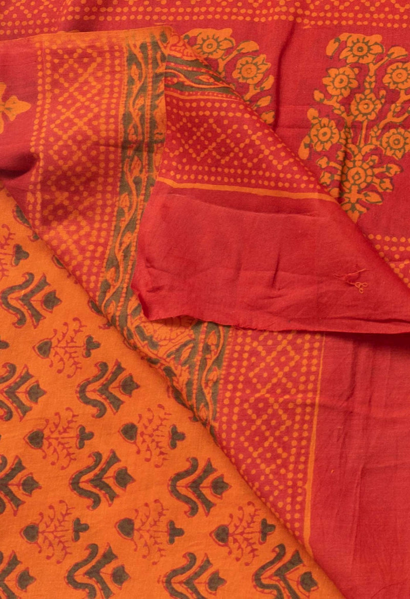 Online Shopping for Red Pure Block Printed Mulmul Cotton Saree with Hand Block Prints from Rajasthan at Unnatisilks.comIndia
