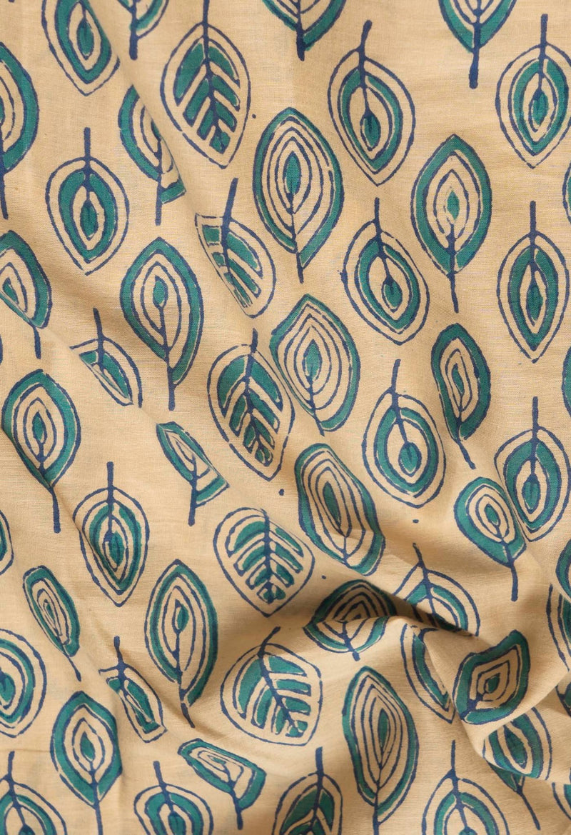Brown Pure Block Printed Mulmul Cotton Saree