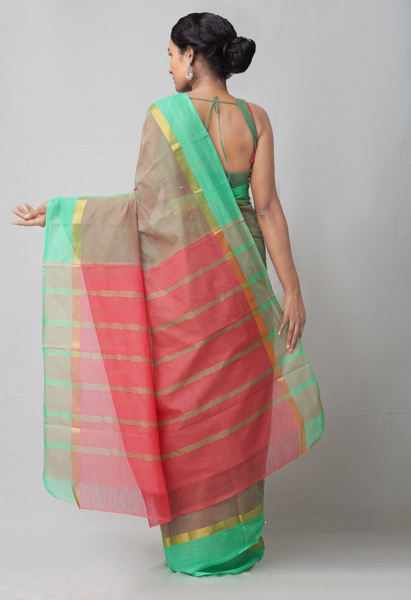 Online Shopping for Red-Green Pure Pavani Mangalagiri Cotton Saree with Weaving from Andhra Pradesh at Unnatisilks.comIndia
